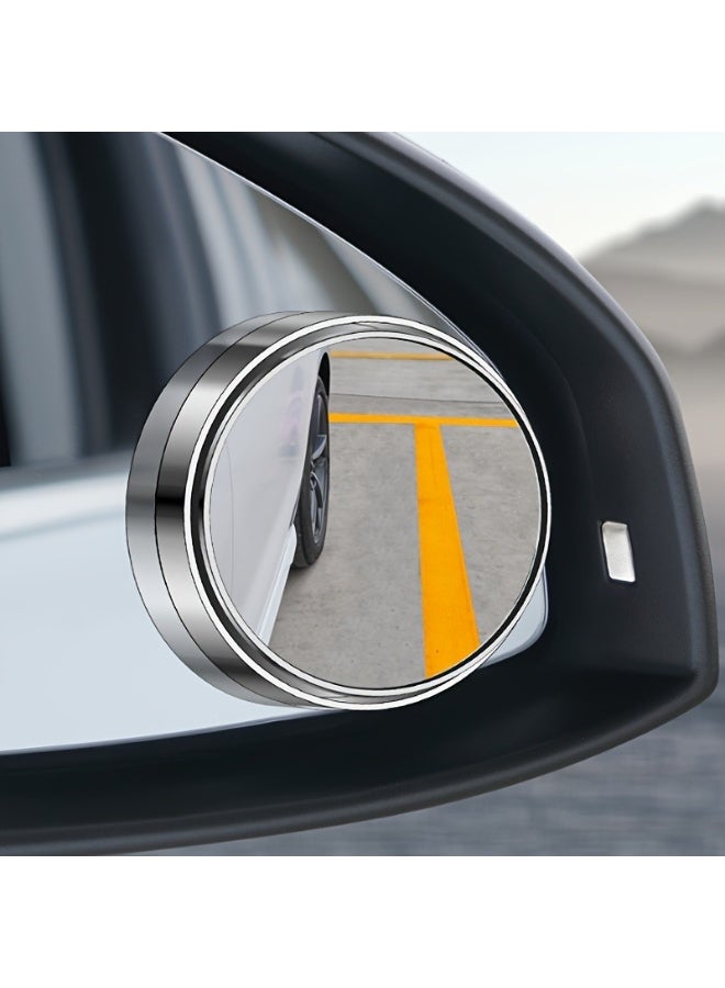 MTZ 2Pcs Car Blind Spot Mirror - 360° Rotatable Adjustable HD Glass Convex Rear View Mirror for Universal Cars, SUVs, and Trucks - Rimless Wide Angle Parking Auxiliary (Silver) - Image 5